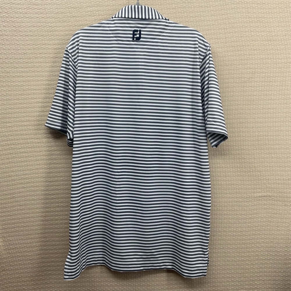 FootJoy Oxford Stripe Jacquard Jersey Polo Shirt Mens Large Gray /White WornOnce - Picture 7 of 9